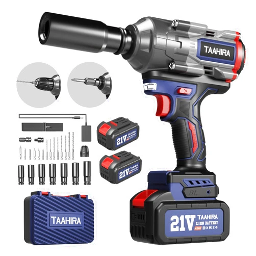 Taahira 1000N.m (738ft-lbs) Cordless Impact Wrench, 1/2-inch Drive High Torque Impact Wrench, 2400RPM Impact Gun, 2x 4.0 Battery 21V Power Impact Wrenches for Duty Truck RV Mower
