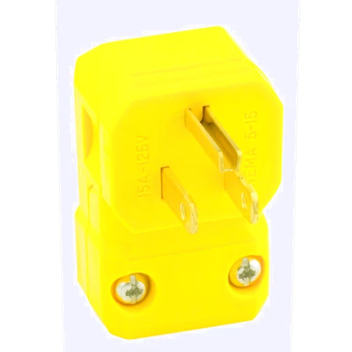 Leviton 5256-VA 15 Amp, 125 Volt, Industrial Grade, Plug, Straight Blade, Grounding, Python Angle, Yellow