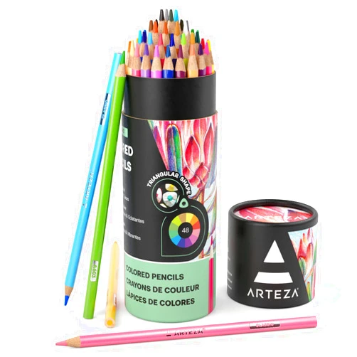 ARTEZA Colored Pencils, 48 Soft Color Pencils, Highly-Pigmented, Wax-Based Coloring Pencils for Artists, and Beginners