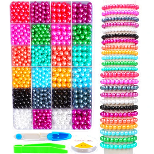 HINSOCHA Bracelet Beads Kit - 1020Pcs Vibrant Colorful Round Beads (6mm+8mm) for Jewelry Making, DIY Crafts, Gifts for Kids and Adults