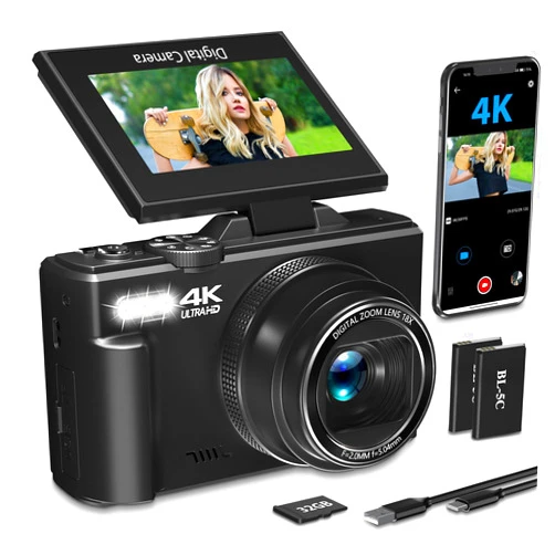 NIKICAM 4K Digital Camera for Photography with 3