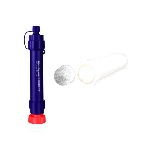 Membrane Solutions WS02 Water Filter Straw, Detachable 4-Stage 0.1-Micron Portable Water Filter Camping, 5,000L Water Purifier Survival Gear and Equipment for Hiking Camping Travel and Emergency (1 Pack + 1 Filters)
