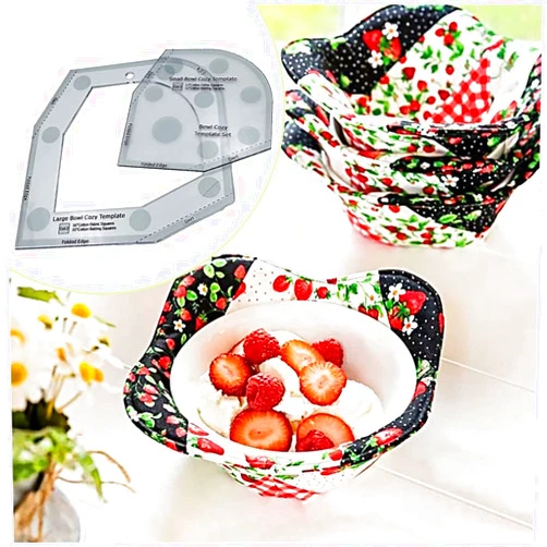 PAYRFV Bowl Cozy Pattern Template for Sewing, 2022 New Bowl Cozy Template Cutting Ruler Set, DIY Craft Stencil Bowl Wrap Quilting Template, Keep Your Hands Warm and Comfortable,8in+10in