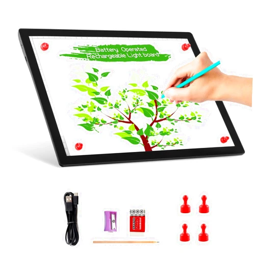 TOHETO A4 Wireless Battery Powered Light Pad, TOHETO Tracing Light Box Dimmable Brightness Rechargeable LED Light Board Portable Cordless Copy Board for Artist Drawing Sketching X-ray Viewing