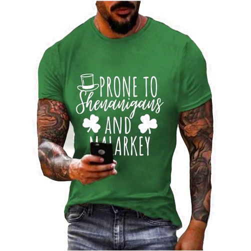 Generic Lucky St Patrick's Day Shirt Mens Prone to Shenanigans and Malarkey Shirt