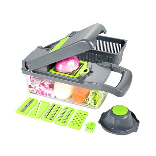 Dartwood All-in-One Vegetable Chopper - Slicer, Chopper & Dicer for Veg with Meal Prep Container - Kitchen Pro Food Chopper (Transparent)