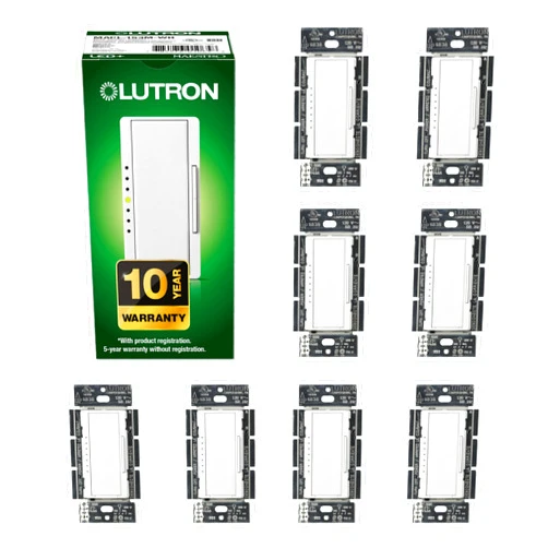 Lutron Maestro LED+ Dimmer Switch for Dimmable LED, Halogen and Incandescent Bulbs, 150W/Single-Pole or Multi-Location, MACL-153M-WH, White (8-Pack)