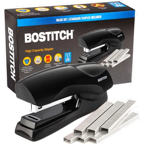 Bostitch Office Stapler Heavy Duty - 40 Sheet Stapler for Desk -Full-Strip - Includes 1260 Staples - Black