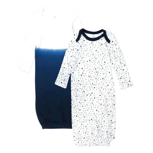 HonestBaby 2-Pack Sleeper Gowns Layette Sets 100% Organic Cotton for Newborn Baby Boys, Girls, Unisex