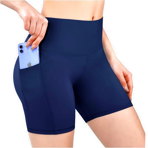 Hethrone Biker Shorts Women with Pockets, Black High Waisted Gym Shorts for Workout Yoga Cycling