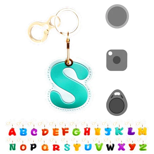ZOUITY Personalized Initial Letter Leather Keychain Holder Case Compatible with AirTag, Cute Protective Apple Air Tag Cover with Keychain Ring,Anti-Lost Finder GPS Tracker Case for Wallet Keys(S)