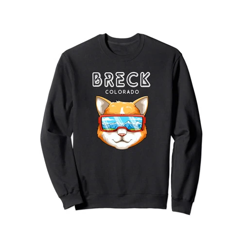 USA Ski Cat Breck Colorado Gift Breck Colorado - Funny Ski and Snowboard Cat Sweatshirt