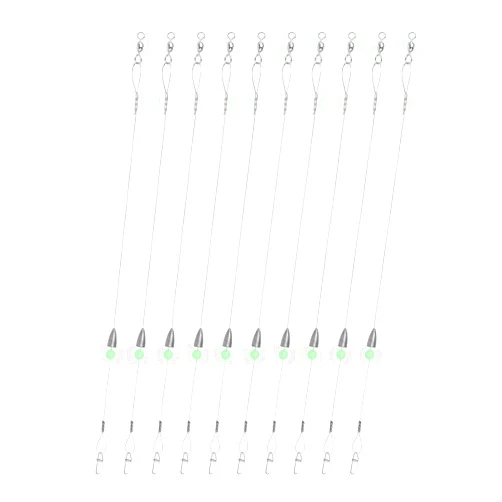ZASIE Carolina Rigs for Fishing- 12 Inch Steel Fishing Leaders with Fishing Weight, Pre Rigged Carolina Rigs with Fishing Weight 1/6oz, 1/4oz, 1/2oz, 10 Pcs