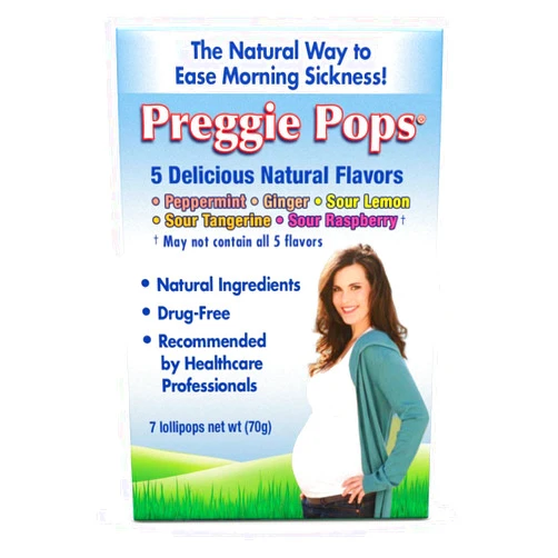 Three Lollies Preggie Pops | 7 Lollipops | Morning Sickness & Nausea Relief during pregnancy | Safe for pregnant Mom & Baby | Gluten Free | 7 Flavors: Lemon, Raspberry, Peppermint & More