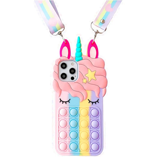 Fidget case Fidget Toys Phone Case for iPhone 7/8/6/SE 2020 Case,Unicorn Bubble Protecive Silicone Soft Stress Anxiety Relief Toys Case for iPhone SE 2022,Toy for Girls Women Boys