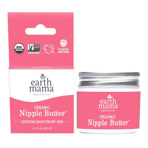 Earth Mama Organic Nipple Butter™ | Nipple Cream Safe for Breastfeeding | Postpartum Essentials for Nursing | Non Lanolin Nipple Cream, 2-Fluid Ounce