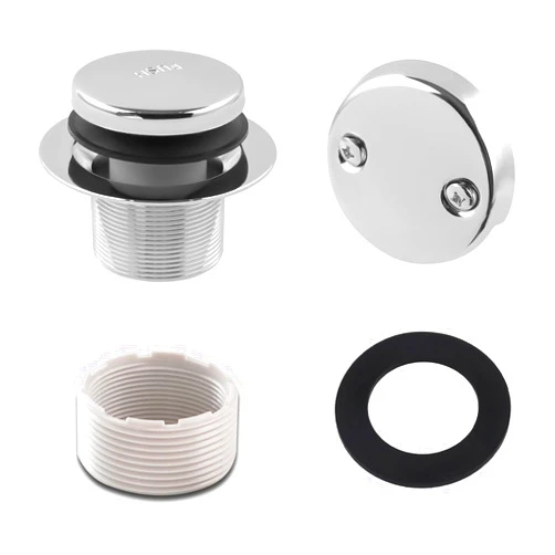 WRISIN Tub Drain Kit with Overflow, Tip-Toe Bath Tub Drain and Two-Hole Overflow Cover Plate, Universal Fit, Chrome