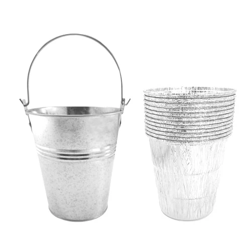 JIN BETTER GRILL PARTS Grease Drip Bucket with12-Pack Disposable Foil Liner Kit Replacement Parts for Traeger Pitboss Oklahoma Joe's, Also Fits Most Wood Pellet Grill & Offset Smokers