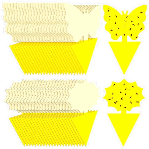 Landisun Fruit Fly Traps Indoor Fungus Gnat Trap 48PCS for Plants Yellow Houseplants Outdoor Use Insect Sticky