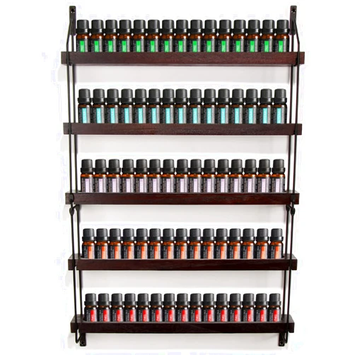 THYGIFTREE Essential Oil Storage Shelf Wall Mounted Wooden Essential Oil Collection Display Rack Organizer 5 Tiers Holds 75 Bottles, Nail Polish Holder Paint Organizer