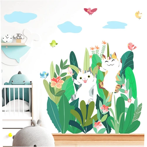 CRC Barkleen Cartoon Animals Wall Stickers DIY Children Mural Decals for Kids Rooms , Removable Home Wall Sticker for playroom & Living Room and Kids Nursery Walls Decoration