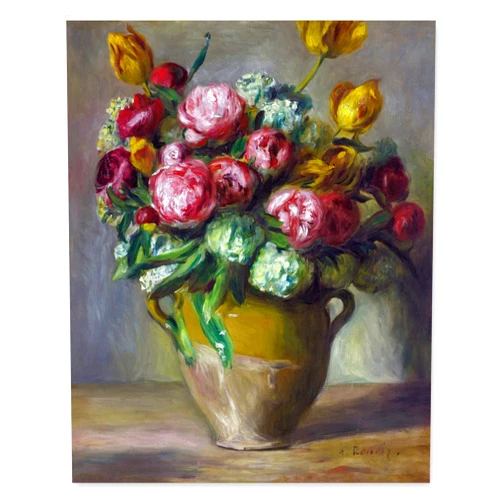 CLOUD NINE PRINTS | Vase of Peonies, Vintage Renoir Print - Vibrant French Country Wall Art, Blossoming Peony Flower Decor, Opulent Still Life Art (Unframed 5x7 Print)