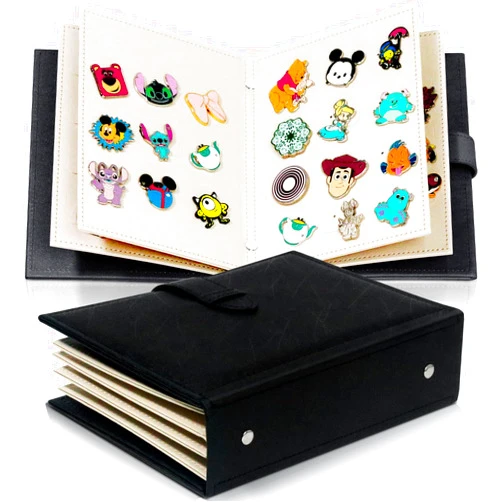 CollectHall Portable Enamel Pin Album, CollectHall Pin Trading Book, to Display and Trade Your Disney Pins, 42 Pins Capacity, PU Leather Pin Holder, Fit Rubber Pin Back, Black, CHMTC11-H