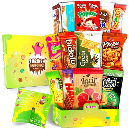 Turkish Munchies by Muekzoin Midi International Snack Box | Premium Exotic Foreign Snacks | Unique Snack Food Gifts Included | Try Extraordinary Turkish Snacks | Candies from Around the World | 12 Full-Size + 1 Bonus Snacks