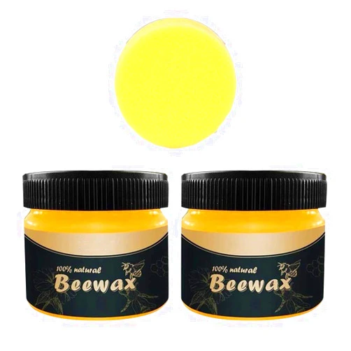 Flamedre Beewax Furniture Wax Made from Natural Beeswax, Premium Furniture Wax Wood Wax Wax Care, Beeswax Wood Care Wax Solid for Wood Furniture Care & Wood Protection for Wood Hard Wax 2pack (Yellow)