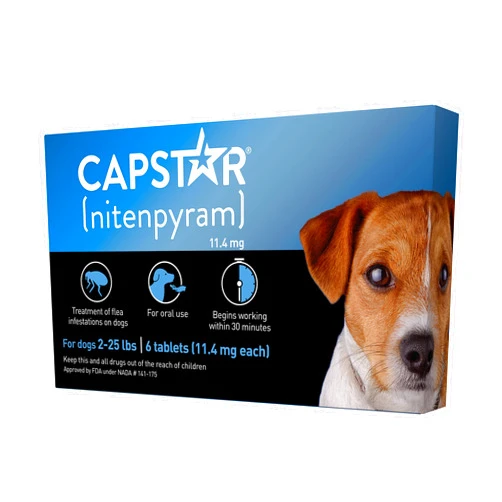 Capstar(nitenpyram) for Dogs Fast-Acting Oral Flea Treatment for Dogs 2-25 lbs, Vet-Recommended Medication Tablets Start Killing in 30 Minutes, 6 Doses