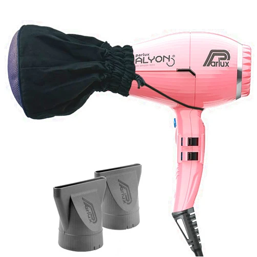 M Hair Designs Parlux Alyon Pink Hair Dryer and M Hair Designs Metal Mesh Diffuser (Bundle 2 Items)