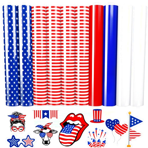 VINYL FROG 10 Sheets American Flag Heat Transfer Vinyl Bundle 12