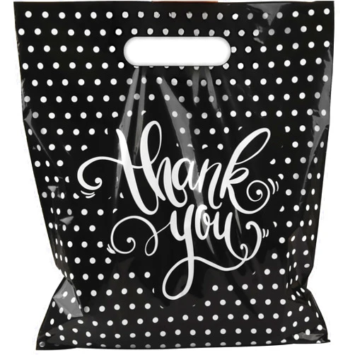 Camtoms Thank You Bags For Business | Plastic Bags With Handles | Plastic Shopping Bags for Small Business | Small Plastic Gift Bags | Boutique Bags | Merchandise Bags 12x15 100pack