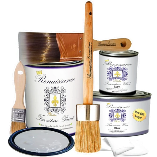 Retique It Chalk Finish Renaissance Furniture Paint-Innocence, Deluxe Starter Kit, 32 Ounces