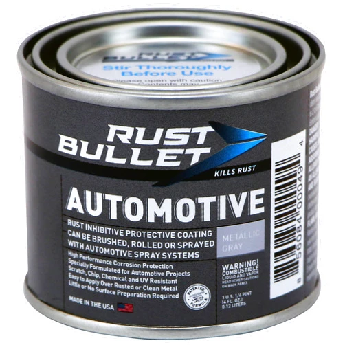 RUST BULLET Automotive Rust Inhibitor Paint, 4 oz (1/4 Pint) – Preventive Protective Coating – UV Resistant Metal Protectant – Metallic Gray - Anti Rust Touch Up Paint
