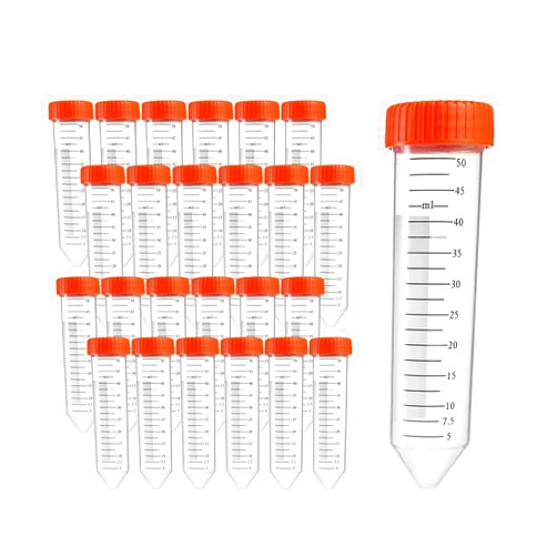 ftpuresci Conical Centrifuge Tubes 50ml,[25 Pack]Sterile Test Tubes Leak Proof Screw Caps,50ml Sealable Polypropylene Test Tubes with Lid,50ml Plastic Tubes with Graduated Marks for Lab Use