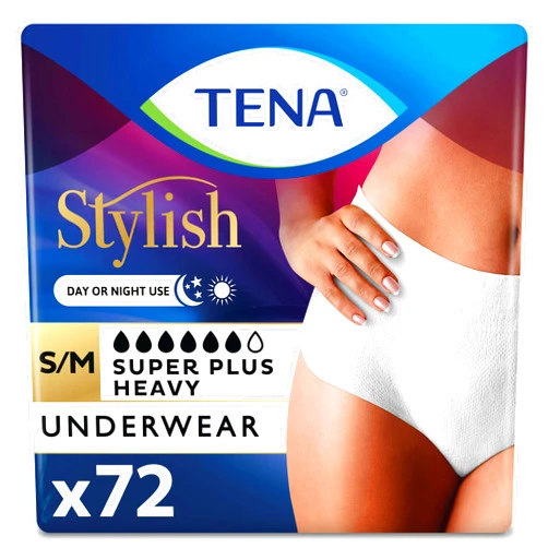 TENA Incontinence Underwear for Women, Super Plus Absorbency, Stylish, Small/Medium - 72 Count