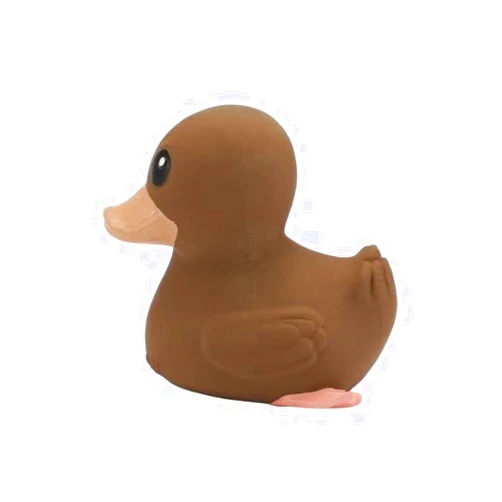 HEVEA Kawan Mini Rubber Duck - 100% Natural Rubber Baby Bath Toy - Eco Friendly, Perfect for Playing, Teething, and Bathing - Mold Free Bath Toys - Choco Latte