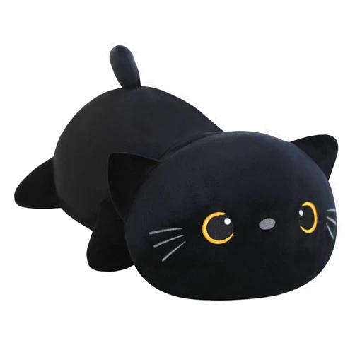 SQEQE Weighted Black Cat Plush, Weighted Black Cat Stuffed Animal for Anxiety, Cute Plushies Soft Pillow Toy Gift for Kids Adults 13.8 Inch, 1.6 Lbs