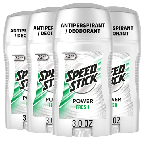 Speed Stick Power Antiperspirant Deodorant for Men, 72 HR Sweat & Odor Protection, Fresh Scent, 3.0 oz Stick (4 Pack)