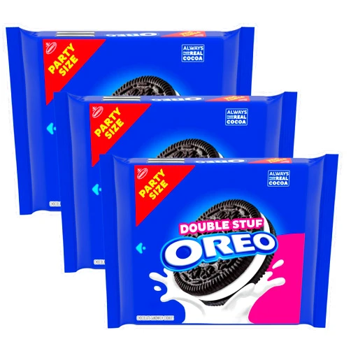 OREO Double Stuf Chocolate Sandwich Cookies, Party Size, 24.95 oz (Pack of 3)