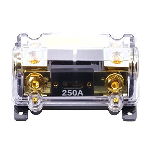 ZOOKOTO 250A Fuse Holder,Car Stereo Audio Inline ANL Fuse Holder 0 2 4 Gauge in Out with 250 Amp Fuse Black Base