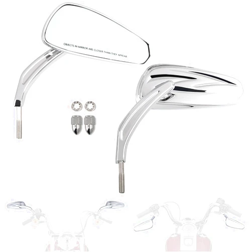 FOVPLUE Handlebar Mount Mirrors, Motorcycle Rearview mirrors for 1982-2024 Harley Models, for CVO Dyna Touring Electra Glide Road Glide Road King Softail Street Glide Sportster 1200 883, Chrome