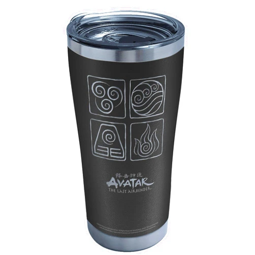 Tervis Triple Walled Nickelodeon - Avatar Insulated Tumbler Cup Keeps Drinks Cold & Hot, 20oz - Stainless Steel, Elements Black
