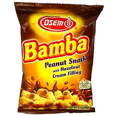 Osem Bamba Hazelnut Cream Peanut Butter Snacks All Natural Peanut Butter Pb Corn Puffs, 2.1 Ounce (Pack of 3)