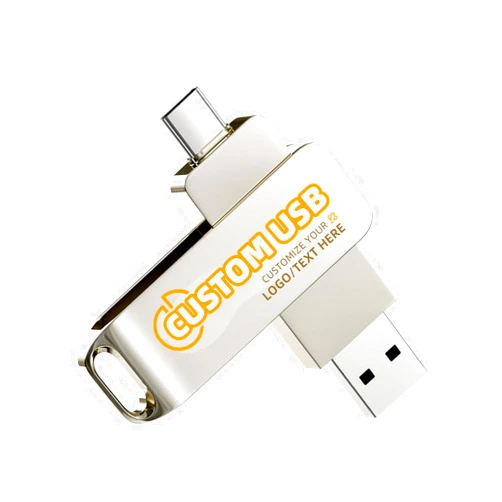 Bilious Custom Personalized USB C Flash Drive 32GB/64GB/128GB/256GB, Metal 360° Rotation Style USB 3.0 Thumb Drive, 2 in 1 Dual Portable Memory Stick, Waterproof Jump Drive