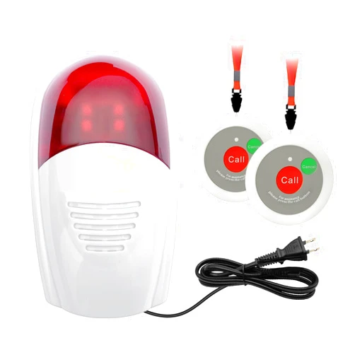SavvyMate Panic Button Alarm, 120dB Strobe Siren Alarm System, 492FT Range, 1 Receiver with 2 Emergency Buttons, Emergency Alert System for House Business Shop, Office Siren with Sound and Light
