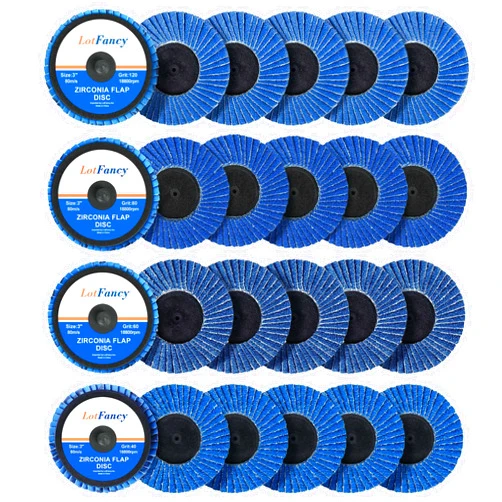 LotFancy 3 Inch Flap Disc, 24PCS 40 60 80 120 Grit Assorted Grinding Wheels, Roll Lock Sanding Disc, High Density Zirconia Grinding Disc, Flat Type 27