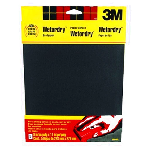 3M Wetordry Sandpaper, 9-Inch by 11-Inch, 400 Grit, 5-Sheet, 4 PACK