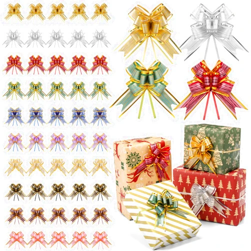 Geosar 200 Pieces 200 Pcs 3.5 Inch Christmas Mini Pull Bows for Gift Wrapping Christmas Bow Ribbon Butterfly for Holiday Wedding Birthday Presents Baskets Wrapping Decoration (Multicolor)